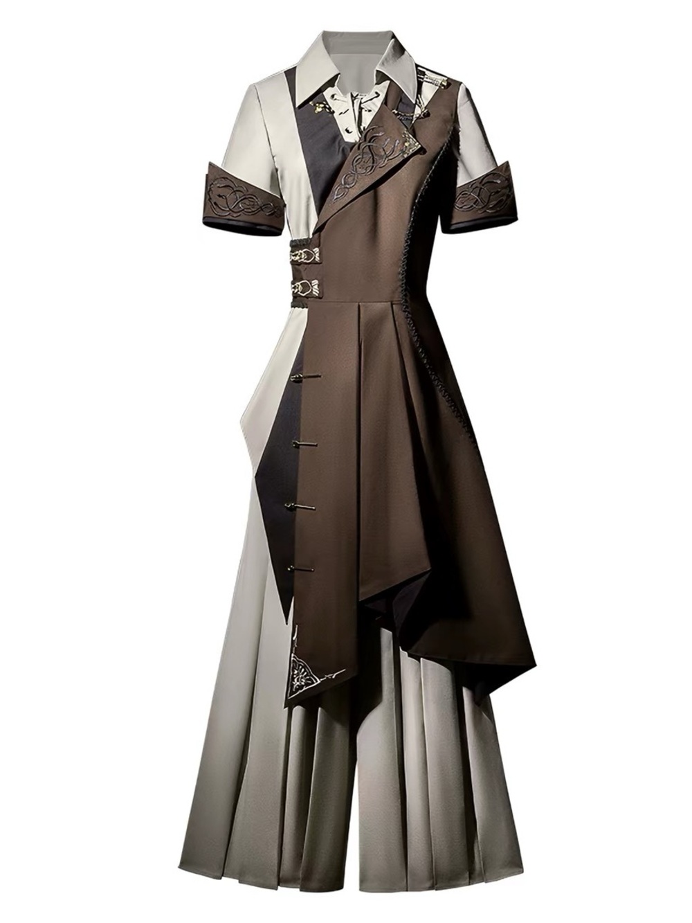 Elegant Two-Tone Brown and Cream Women’s Cosplay Suit